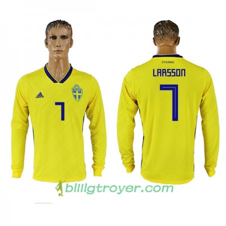 Billige Fotballdrakter Sverige Larsson 7 VM 2018 Hjemmedraktsett Langermet